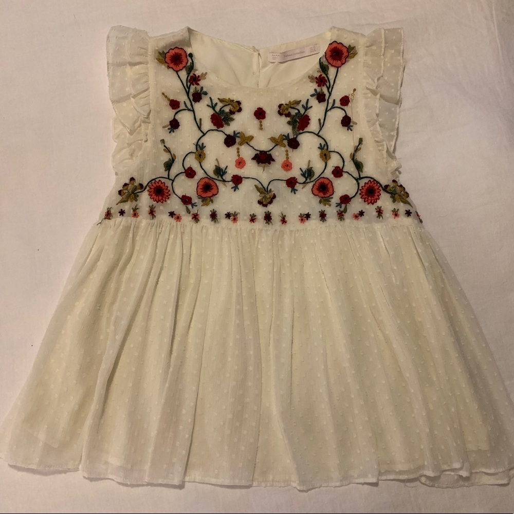 ZARA Floral Embroidered Blouse